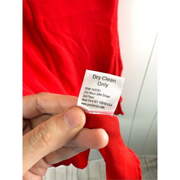Parker Red Silk Matilda Sleeveless Tiered Dress Size M Valentines  $288 - Picture 11 of 11